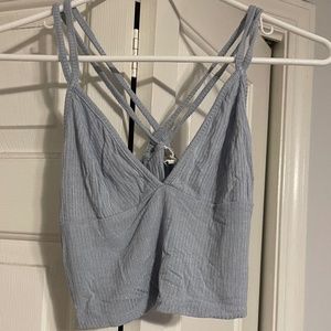 Blue Cross-back Crop Top